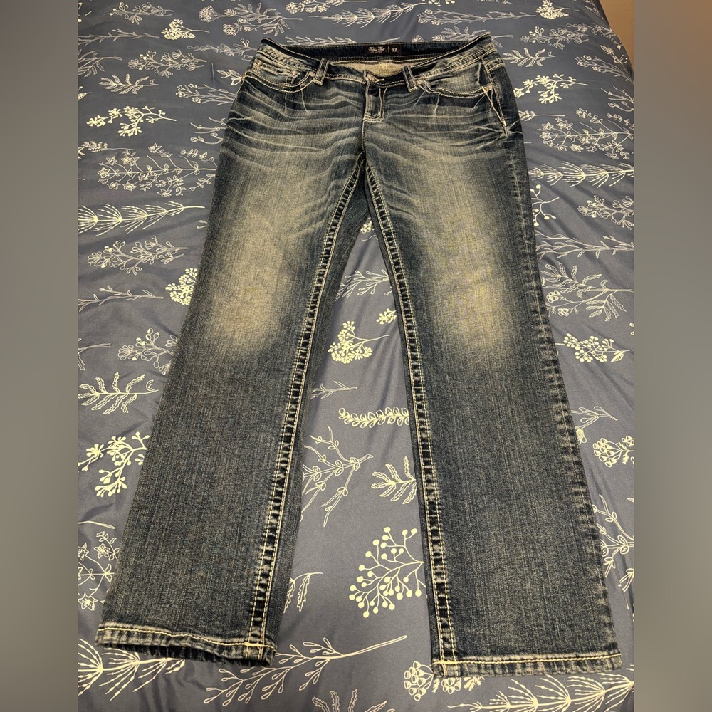 Miss Me Blue Boot Cut Jeans with longhorns - Picture 4 of 4